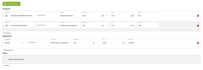 Enter details landlord invoicing