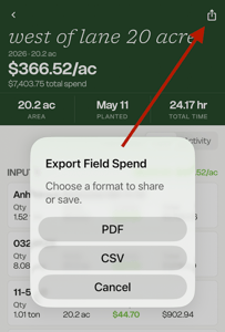 Field Spend - Export Option