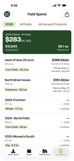 Traction Ag - Field Spend Home Page