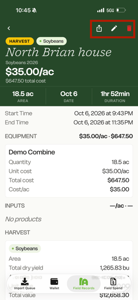 Mobile - Harvest Task ReviewOptions