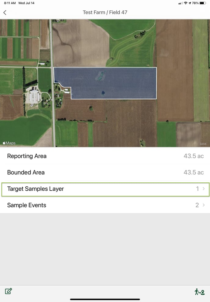 Target Samples Layer in Field