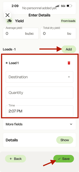 mobile - harvest loads